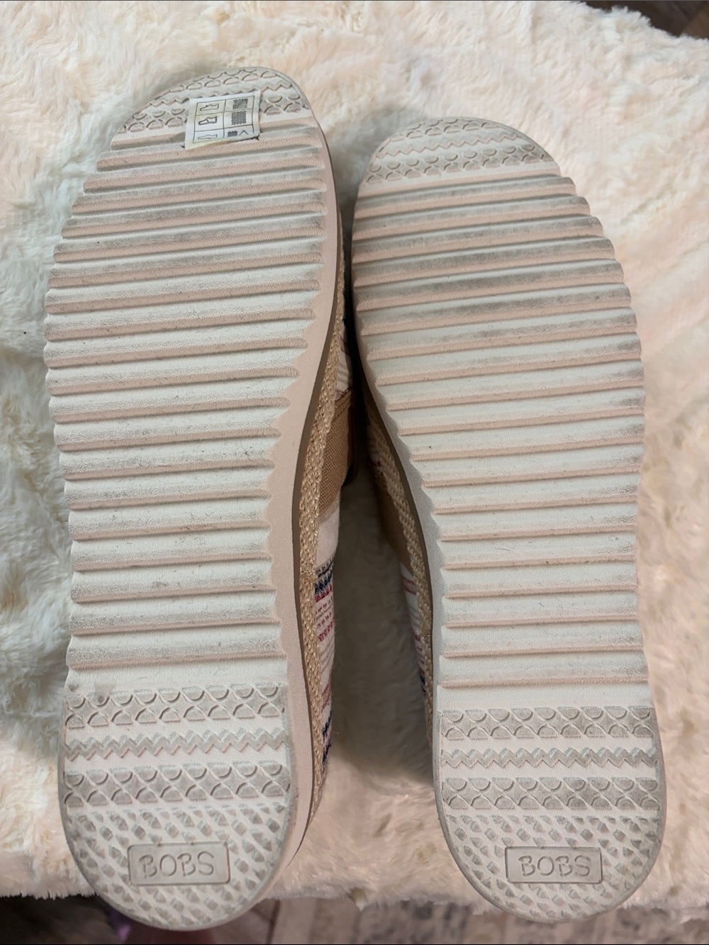 Skechers BOBS Slip-On Flats in Tan, Cream & Navy Stripe - Picture 6 of 6